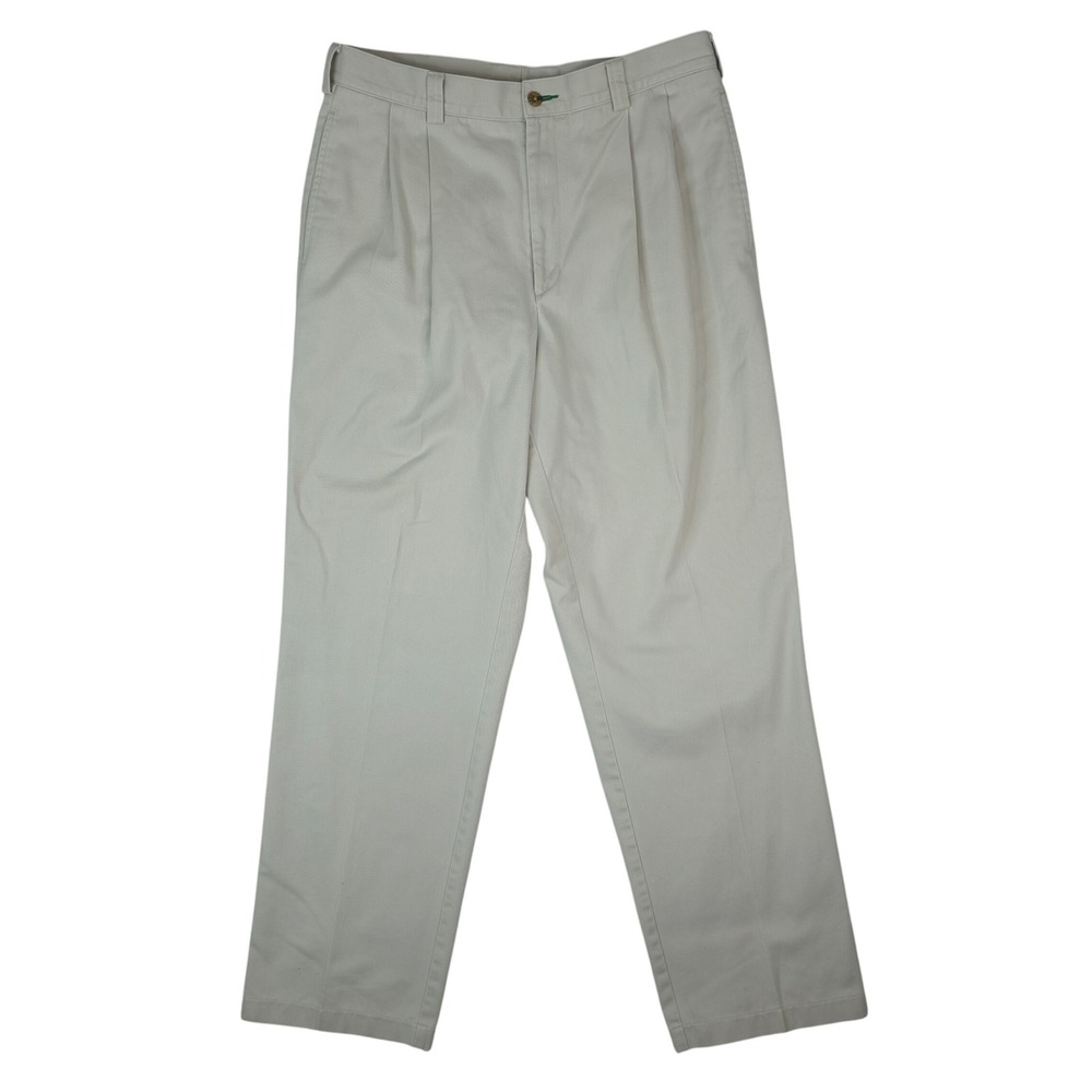 90s Vintage Tommy Hilfiger Pleated Chino Pants Mens 34x32 Beige Classic Cotton
